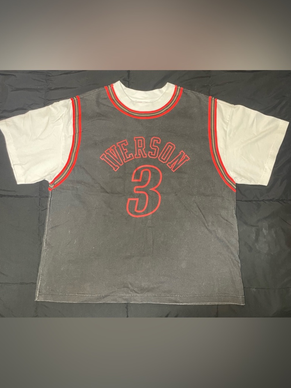 Mitchell & Ness Distressed Allen Iverson Philadelphia 76ers Shirt Jersey L NWOT